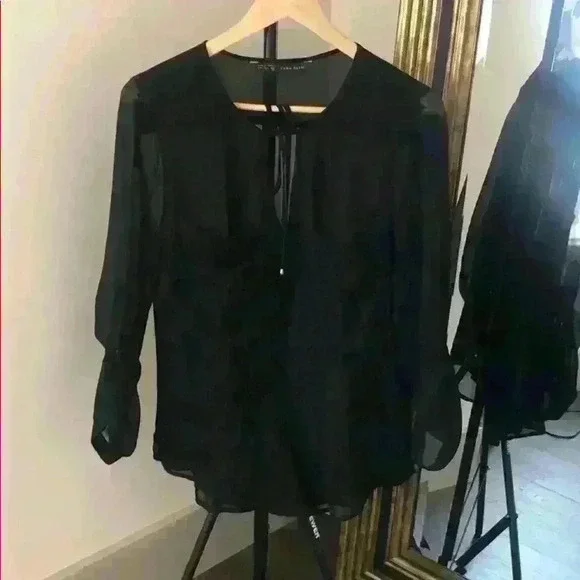 Zara Black transparent blouse - Picture 1 of 4